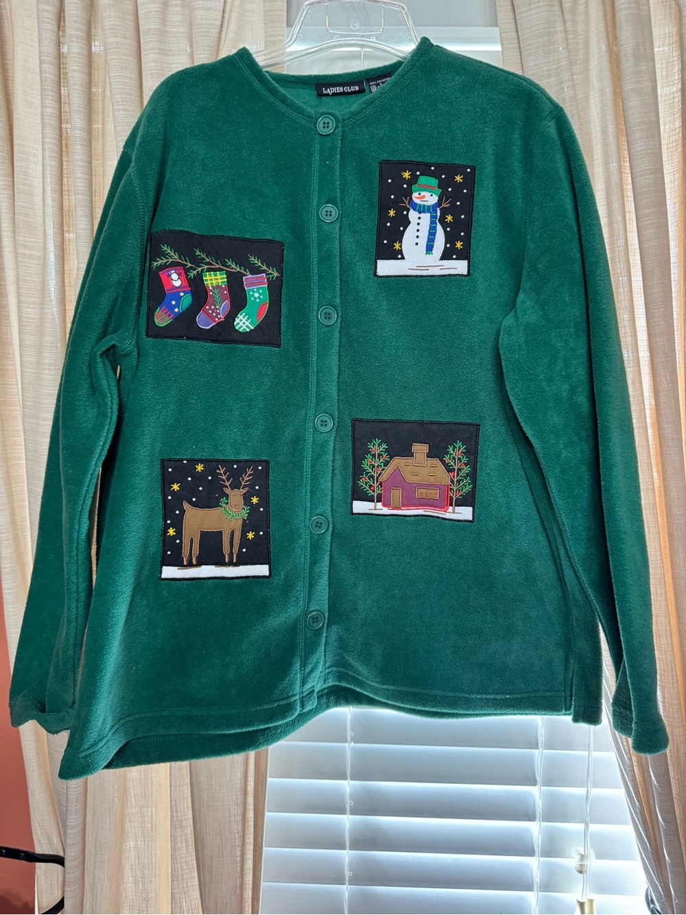 Green Holiday Patch Appliqué Cardigan